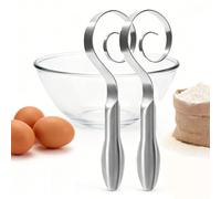 Dough Whisk, Seamless Danish Dough Whisk, Stainless Steel Bread Mixer for Sourdough, Pizza & Pastry, Dishwasher Safe (2pcs)