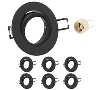 Doughelec 6x Spot Encastrable GU10 Aluminium, Orientables Noir Support Spot Encastrable Cadre De Montage Avec Douille GU10, Rond Spot de Plafond 68mm extra plat Pour LED, Trou de montage ø60-75mm