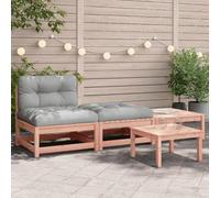 Douglas Fir Wood Outdoor Garden Sofa Set with Cushions & Footrest, Armless Modular Patio Furniture for Terrace, Backyard, Comfortable Seat with Slatted Design, Water-Resistant, Max 110kg per Seat