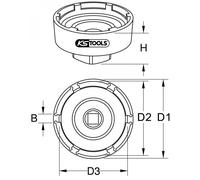 Douille 1/2' à ergots intérieurs KM8 de 450.5020 KS TOOLS - 450.5028