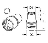 KS Tools 1" Douilles 12 pans, courtes, 2.3/16" Quantité:1