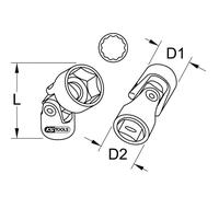 Douille 12 pans articulée 3/8' articulée, 11 mm KSTOOLS - 9174852