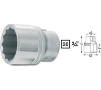 HAZET Douille 12 pans extérieurs 1 1/16 – 1000AZ-1.1/16 – Long. 54 mm – Carré creux 20 mm