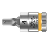 Wera 05003333001 8740 A HF Douille-Embout Zyklop pour Vis à six pans creux, à emmanchement 1/4“ avec fonction de retenue, 4, 0 x 28 mm, Jaune
