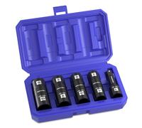 WORKPRO Jeu de 8 Douilles à Choc 1/2", Douilles Flip en Acier Cr-Mo pour Jantes Aluminium, 17-22 mm et 3/4"-13/16", 7/8"-15/16", Barre d'Extension 7,5 cm avec Coffret, Pour Écrous de Roue en IN et CM