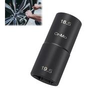 Douille à choc à double extrémité 1,27 cm, douille d'écrou de roue de 18,5 mm et 19,5 mm, outil de clé à choc 1/2", 6 points, clé à écrou de roue CR-MO, douilles à écrou de roue compatible avec Ford