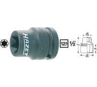 HAZET Douille à chocs 900S-E10 carré creux 12,5 mm profil Torx extérieur Taille E10 38 mm