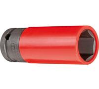 GEDORE Douille impact avec gaine protectrice, Douille avec entraînement 1/2" 12,5 mm, 6 pans, Taille 21 mm, Rouge signalisation, Voiture, K19 LS 21