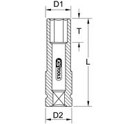 Douille à chocs longue 6 pans pour jantes aluminium - orange - 22 mm KS TOOLS - 515.1077