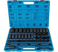 VEVOR Jeu de Douilles à Choc 12,7 mm 43PCs, 6 Pans en Acier Allié CR-V, Douilles à Impact Métriques Standard/Profonds 9-30 mm, avec Barre d'Extension et Mallette de Transport, pour Réparation Auto