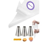 Douille à macaron avec sacs, #12 Embouts ronds pour macarons, poches de glaçage jetables de 30,5 cm pour glaçage et décoration de gâteaux