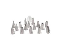 Lily Cook Douille à pâtisserie KP5426 – Boîte 16 douilles inox argent avec adaptateur dressage