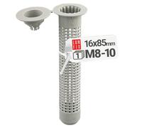 Douille à tamis M8 à M10 - 16 x 85 mm - Douille d'ancrage pour mortier d'injection pour matériaux de construction à chambre creuse