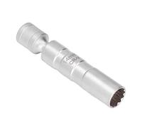 Douille de Bougie D'allumage Magnétique en Acier au Chrome Vanadium 12 Points pour Une Fixation Sécurisée et Un Retrait Rapide, Taille Compacte, 3/8", pour Techniciens Automobiles (14 mm /