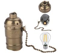 Douille de lampe à chaîne à tirer, douille de lampe filetage avec interrupteur chaîne, support en métal vintage pour ampoules E26 E27, finition bronze, pendentif plafond