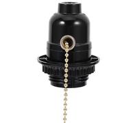 Douille de Lampe E27 Noire avec Interrupteur et Tirette | Installation Facile, Collerette Amovible, Plastique et Métal, Suspendre et Usage Décoratif