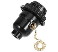 Douille de Lampe E27 Noire avec Interrupteur et Tirette | Installation Facile, Collerette Amovible, Plastique et Métal, pour Lampe Suspendue Vintage, Base Lumineuse