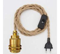 Douille de Lampe E27 Vintage avec Câble et Interrupteur,Suspendue Lustre Corde de Chanvre, DIY Suspension Luminaire Lampe Créative Lumière Pendante Industrielle, pour Maison, Chambre, Bar. (B-3M)