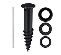 Douille de Sol, Pied de Parasol à Visser, Adaptateur 32-50 mm, Plastique, Protection Soleil, vis de Terre, Noir