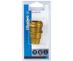 Douille E14 isolée demi filetée bague 35mm or