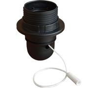 Douille E27 avec interrupteur à tirette - TIBELEC - Noir - Plastique et Acier - Rond - Intérieur