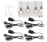 Douille E27 avec interrupteur et câble d'alimentation : WIYETY 4 pièces douille E27 câble, douille E27câble d'alimentation 300 cm et prise UE, douille pour suspension lampe, suspension, plafonnier
