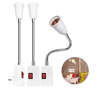 Douille E27 avec Interrupteur Sans Fil, Douille de Lampe avec Câble Flexible, Adaptateur Prise EU Plug avec Bras 33cm 360 réglable pour E27 LED Ampoule(Blanc)