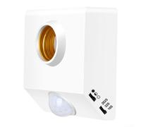 Douille E27 Détecteur Mouvement, 100W Max, Minuterie Réglable | Pour Entrées Sombres, Détection Précise, pour idéal Maisons, Plastique , E27 Standard
