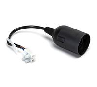 Douille E27 en plastique noir avec bornes, idéale pour installations électriques et montage de spots décoratifs.