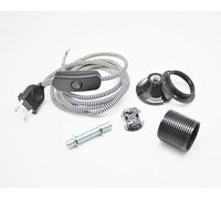 Douille E27 - Kit : câble textile, filetage et douille - Noir - Hannas Laden - Douille pour lampe avec câble - Douille non montée à monter soi-même - Avec instructions de montage (français non garanti