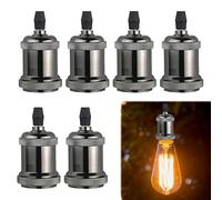 DOUILLE E27 RÉTRO: WIYETY 6 Pièces Douille Edison Rétro, Douille Haute Qualité en Aluminium, Adaptateur pour Lustre Suspendu, DIY Luminaire Murale, Noir