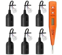 Douille E27 Support d'Ampoule,Douille Ampoule Chantier, 6PCS avec avec Testeur Douille de Bâtiment E27 Porte-Ampoules Douille Base de Lumière Douille de Suspension