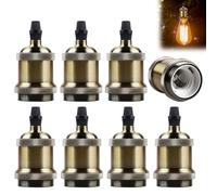 Douille E27 Vintage, 8 Pièces E27 Douille Ampoule, Douille Ampoule en Aluminium, Laiton Vintage Socket pour Suspension Lampe Plafonds Bricolage