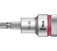 Wera 05003834001 8767 C HF TORX Embouts à douille TORX HF Zyklop à emmanchement 1/2" avec fonction de retenue, TX 40 x 60 mm, Argent/rouge