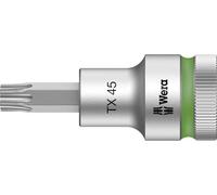 Wera 05003835001 8767 C HF TORX Embouts à douille TORX HF Zyklop à emmanchement 1/2" avec fonction de retenue, TX 45 x 60 mm, Argent/vert