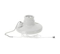 Douille en Céramique E27 avec Chaîne, Base Ronde Blanche | Remplacement Facile, Opération Simple, avec Sortie Intégrée, pour Plafonnier Suspendu et Ateliers