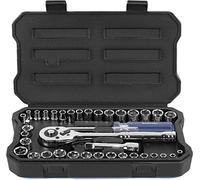 WORKPRO Coffret de Douilles en Cr-V 1/4-inch et 3/8-inch et Clé à Cliquet de Dégagement Rapide (39-Pièce)