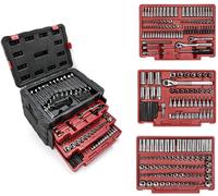 WORKPRO Coffret de Douilles et Embouts Kit d’Outils Universelle et Professionnelle pour Réparation Mécanique avec Boîte Lourde à 3 Tiroirs 450-Pièce