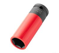 Douille hexagonale pour écrou de roue à impact avec manchons de protection pour roues de voiture, acier chromé, entraînement 1/2 pouce et traité thermiquement pour une utilisation durable sur écrous