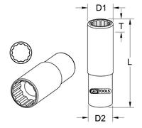 Douille longue 12 pans 3/8'', 11 mm KSTOOLS - 9173971