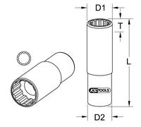 Douille longue 12 pans ULTIMATE 1/2' 1.1/4' KS TOOLS - 917.5351