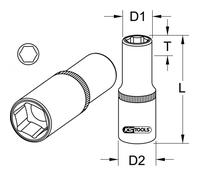 Douille longue 6 pans ULTIMATE 1/2' 25 mm KS TOOLS - 917.1328
