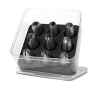 douille patisserie Ensemble de 9 douilles de décoration for crème, taille moyenne, avec finition poncée, en acier inoxydable 304, sans soudure, for décoration de gâteaux, café, biscuits Décoration