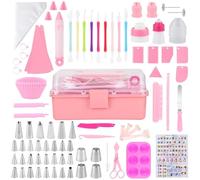 douille patisserie Kit de 138 accessoires de décoration de gâteaux, comprenant des poches à douille et des douilles, rose douilles(Pink (138 PCS))