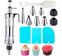 Douille Patisserie, Poche à Douille Acier Inoxydable Avec 6 Buses, 13 Pièces Accessoire Patisserie, Seringue Patisserie Avec Brosse De Nettoyage, 3 Spatules à Crème Au Beurre, Pour Cupcakes Beignets