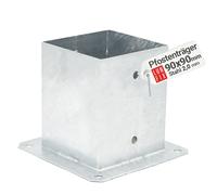 Douille pour poteau bois 90x90 mm à visser, platine d’ancrage au sol, hauteur 150 mm, acier galvanisé à chaud, support pour poteaux carrés, fixation clôture et pergola, 1 pcs, Lun Fix