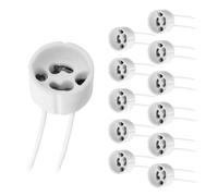 Douille Spot GU10 avec Silicon Câble, 0-250V 2A max. 300W, Standard GU10 Socket Base en Céramique, Adaptateur Connecteur pour Spot Halogène et Ampoule LED de Plafond, lot de 12