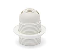 Douille thermoplastique E27. Partiellement filetée, avec écrou à anneau. Blanc