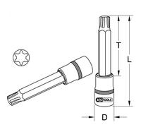 KS Tools 911.1980 - Douille tournevis 1/2", RIBE M10, Longueur 140mm du module 712.5038 - Version longue - En Chrome Vanadium - Finition satinée