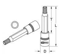 Douille tournevis 1/2'' XZN®, M5, Longueur 140 mm KSTOOLS - 9111391